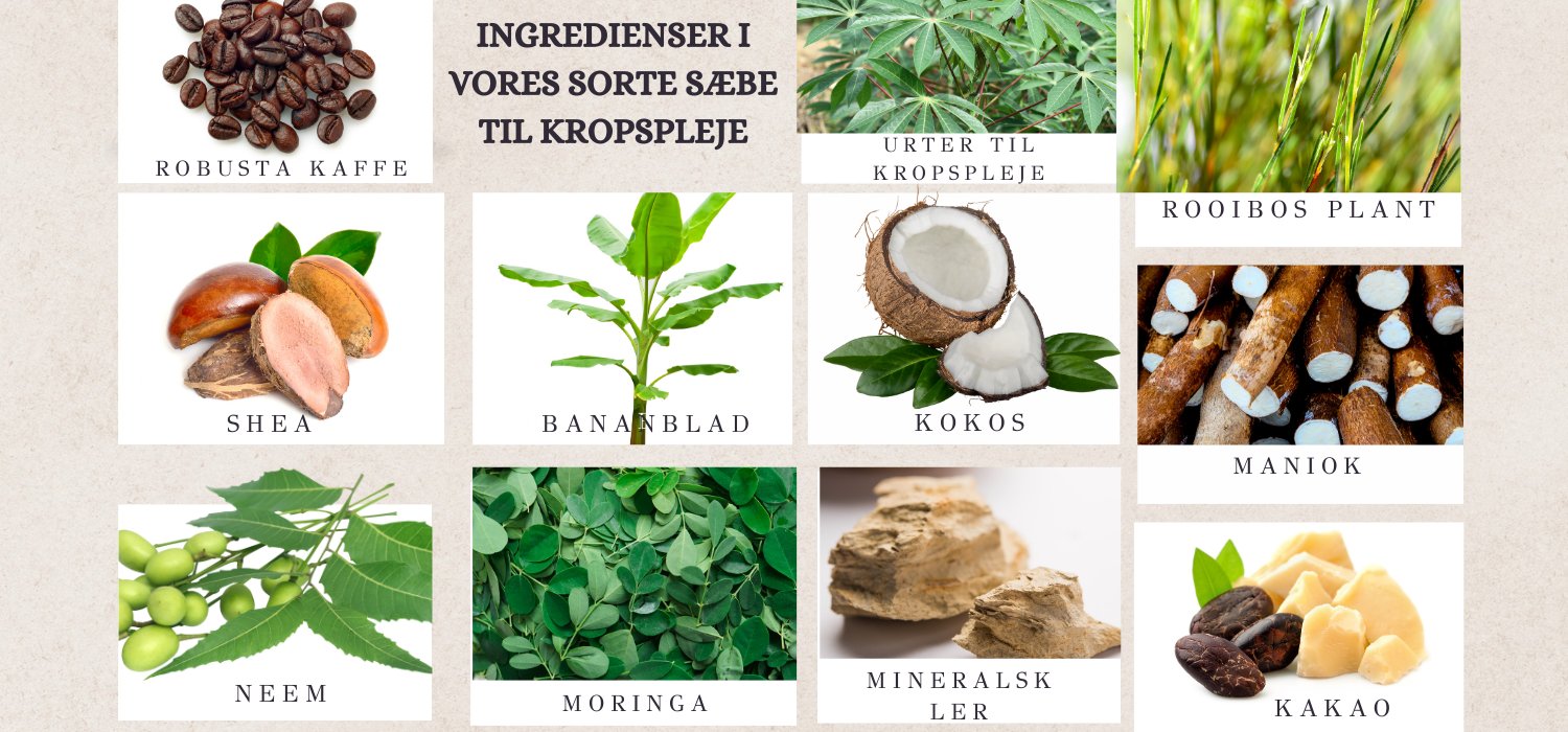 1 stk. afrikansk sort sæbe til kropspleje + 1 stk. ansigtspleje - Øko & vegan 240g - Naturelle.dk